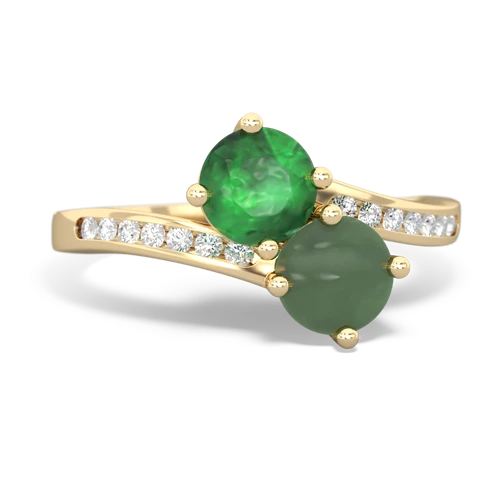 emerald-jade two stone channel ring