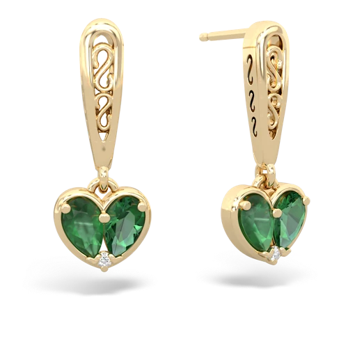 emerald-lab emerald filligree earrings