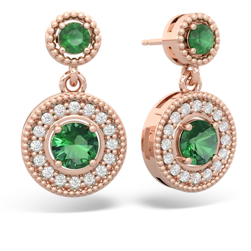 emerald-lab emerald halo earrings