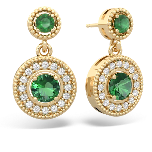 emerald-lab emerald halo earrings