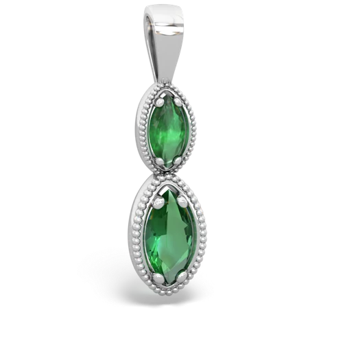 emerald-lab emerald antique milgrain pendant