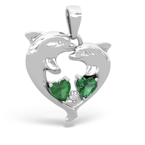 emerald-lab emerald dolphins pendant