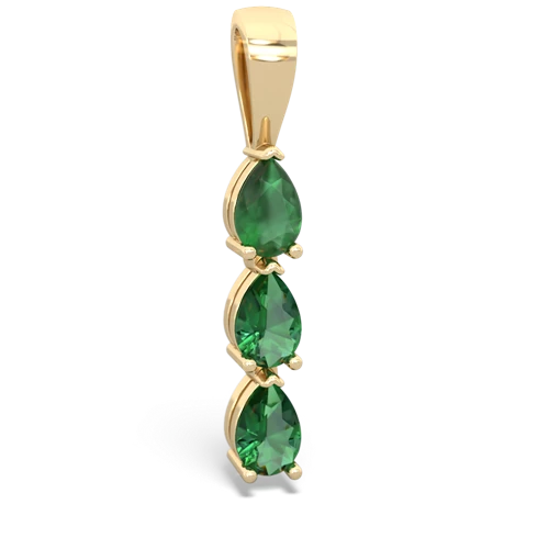 Emerald Genuine Emerald with Lab Created Emerald and Genuine Amethyst Three Stone pendant Pendant