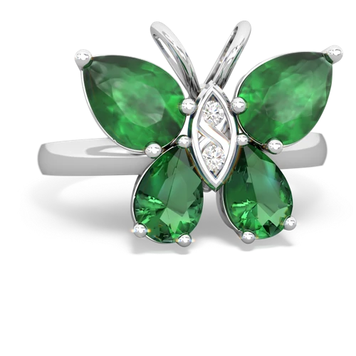 emerald-lab emerald butterfly ring