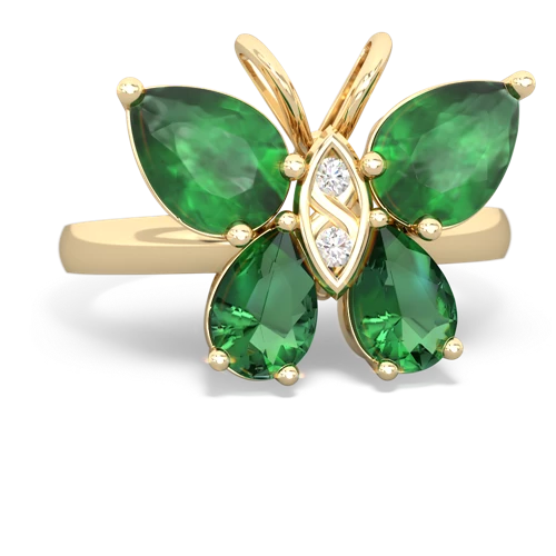 emerald-lab emerald butterfly ring