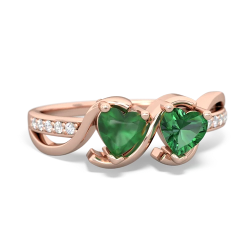 emerald-lab emerald double heart ring