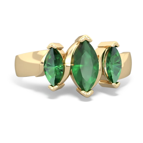Emerald Genuine Emerald with Lab Created Emerald and Genuine Amethyst Three Peeks ring Ring