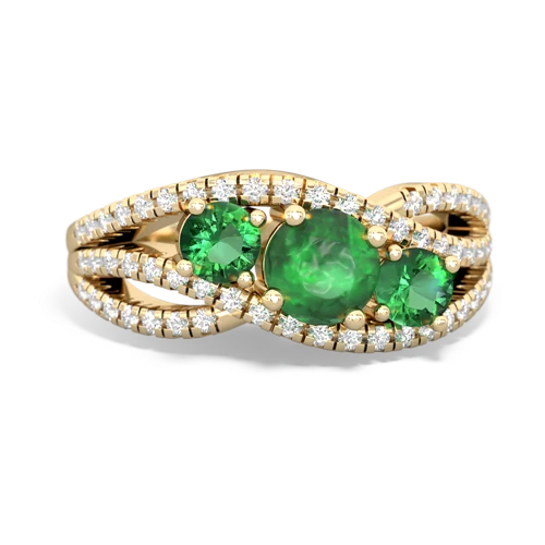 emerald-lab emerald three stone pave ring