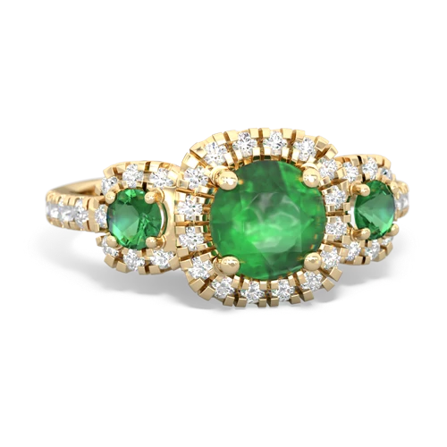 Emerald Genuine Emerald with Lab Created Emerald and Genuine Tanzanite Regal Halo ring Ring