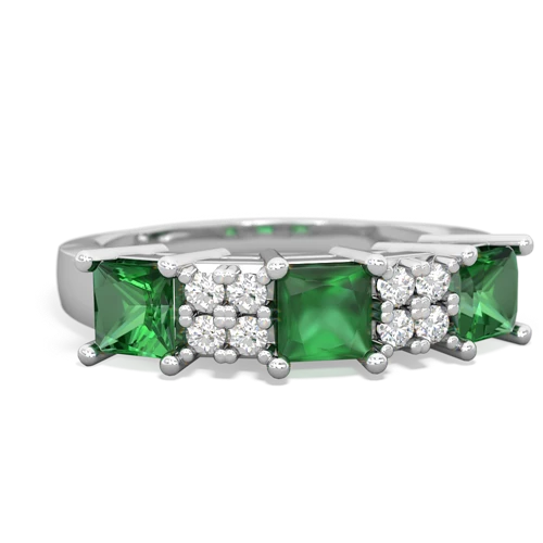 Emerald Genuine Emerald with Lab Created Emerald and Genuine Tanzanite Three Stone ring Ring