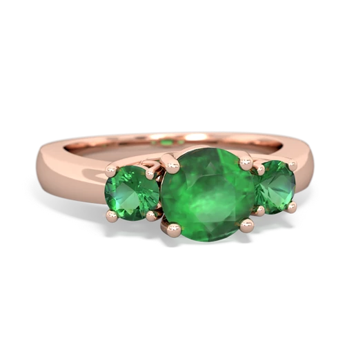 Emerald Genuine Emerald with Lab Created Emerald and Lab Created Pink Sapphire Three Stone Trellis ring Ring