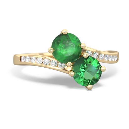 emerald-lab emerald two stone channel ring