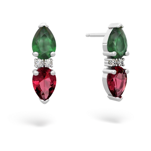 emerald-lab ruby bowtie earrings