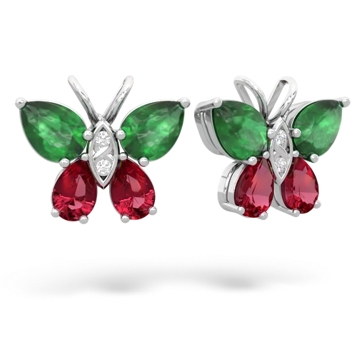 emerald-lab ruby butterfly earrings