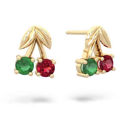 emerald-lab ruby cherries earrings