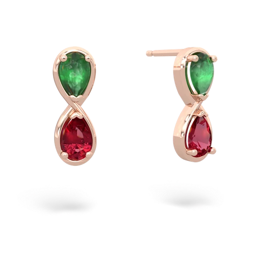 emerald-lab ruby infinity earrings