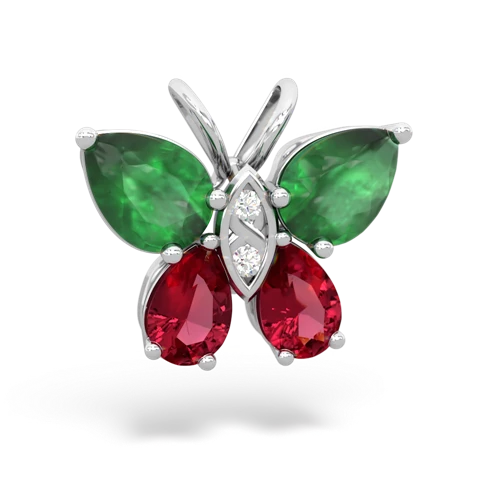 emerald-lab ruby butterfly pendant