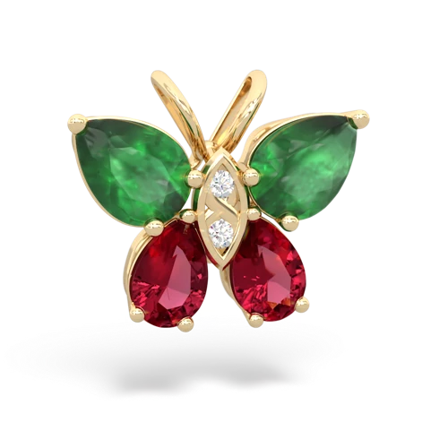 emerald-lab ruby butterfly pendant