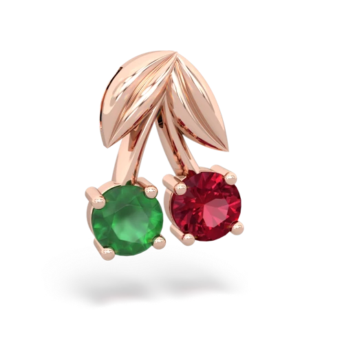 emerald-lab ruby cherries pendant
