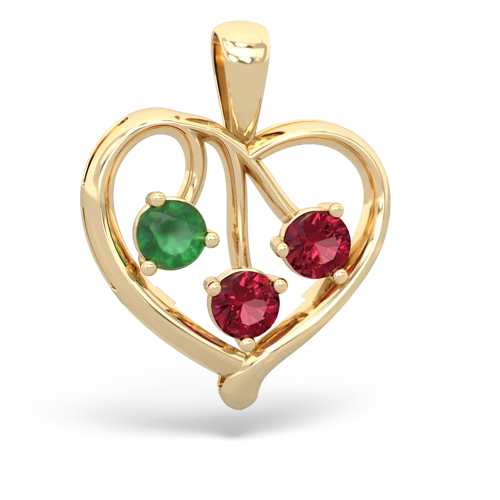 emerald-lab ruby love heart pendant