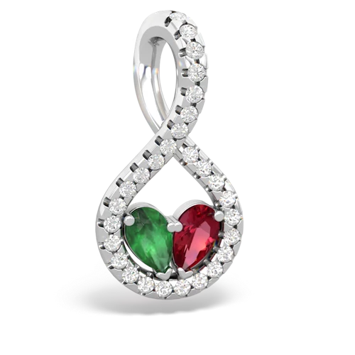 emerald-lab ruby pave twist pendant