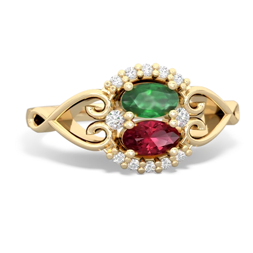 emerald-lab ruby antique keepsake ring
