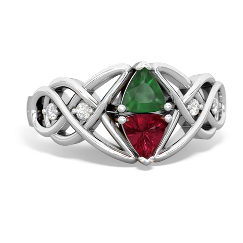 emerald-lab ruby celtic knot ring