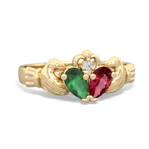emerald-lab ruby claddagh ring