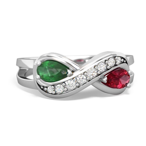 emerald-lab ruby diamond infinity ring