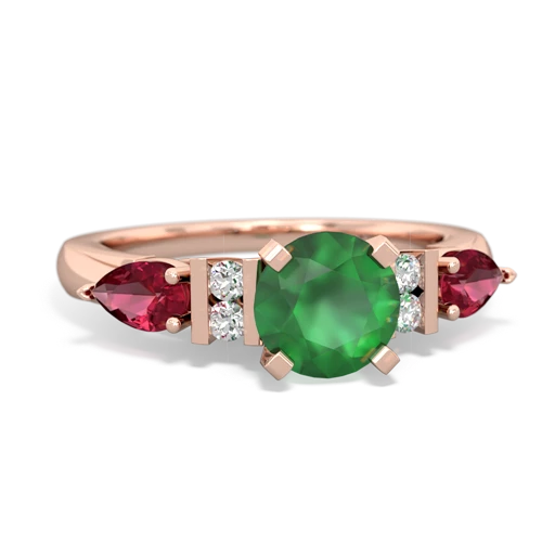 emerald-lab ruby engagement ring