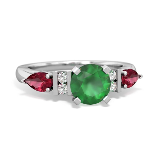 Emerald Genuine Emerald with Lab Created Ruby and Genuine White Topaz Engagement ring Ring