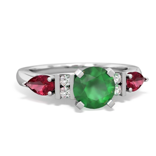 emerald-lab ruby engagement ring