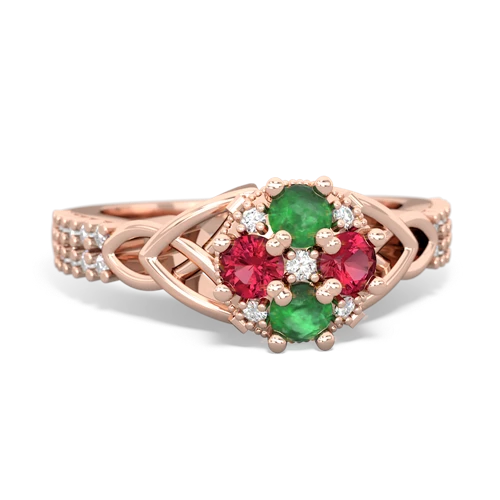 emerald-lab ruby engagement ring