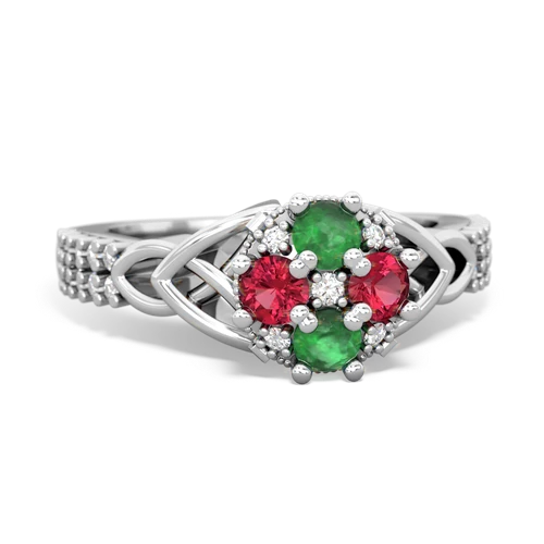 emerald-lab ruby engagement ring