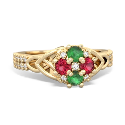 emerald-lab ruby engagement ring