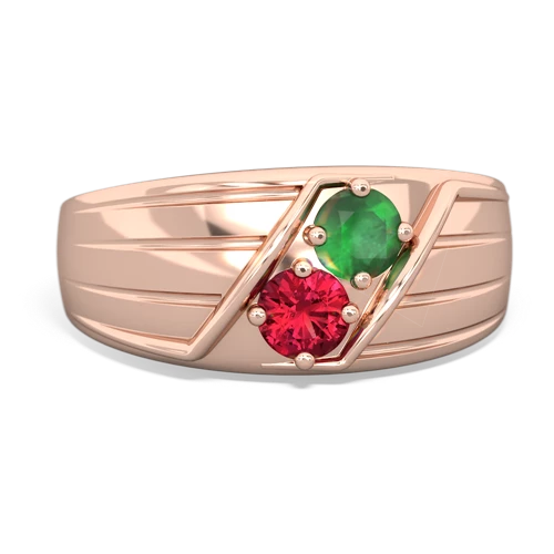 emerald-lab ruby mens ring