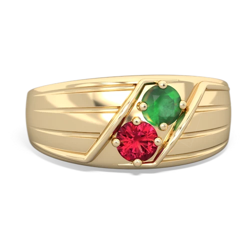 emerald-lab ruby mens ring