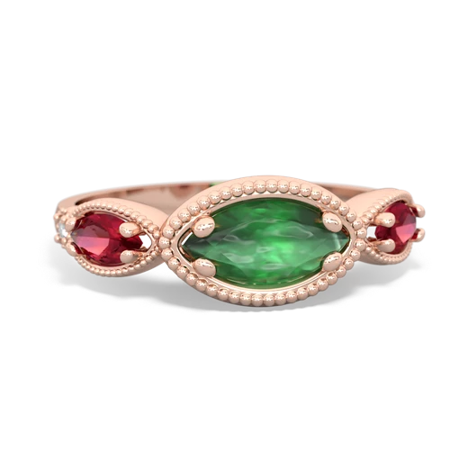 emerald-lab ruby milgrain marquise ring