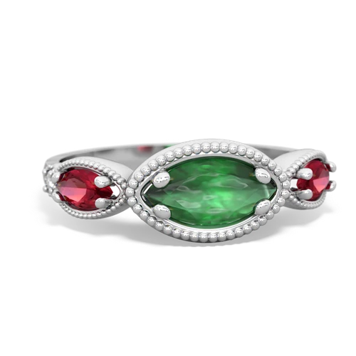 emerald-lab ruby milgrain marquise ring