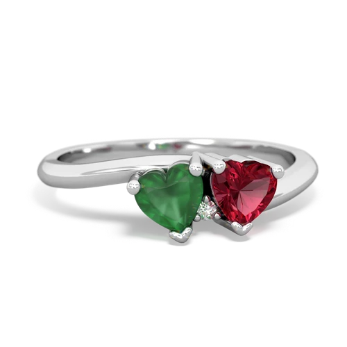 emerald-lab ruby sweethearts promise ring