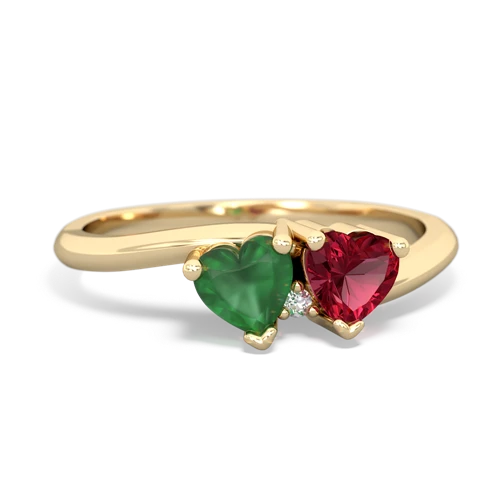 emerald-lab ruby sweethearts promise ring