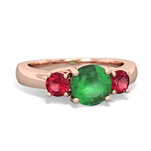 Emerald Genuine Emerald with Lab Created Ruby and Genuine Opal Three Stone Trellis ring Ring