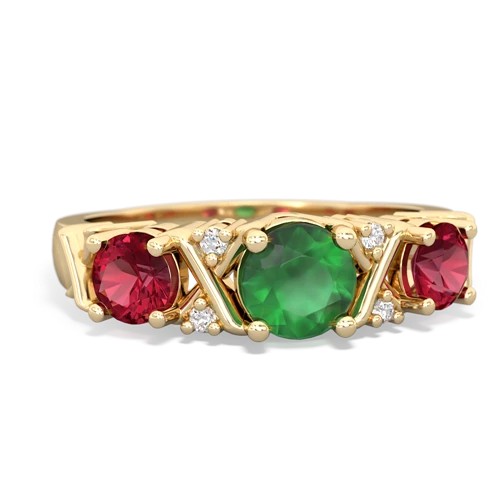 Emerald Genuine Emerald with Lab Created Ruby and Genuine Opal Hugs and Kisses ring Ring