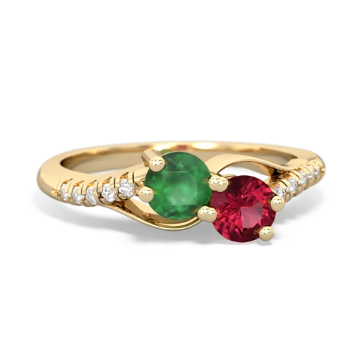 emerald-lab ruby two stone infinity ring