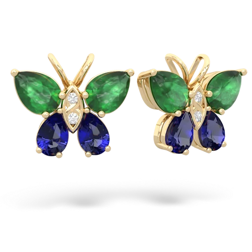 emerald-lab sapphire butterfly earrings