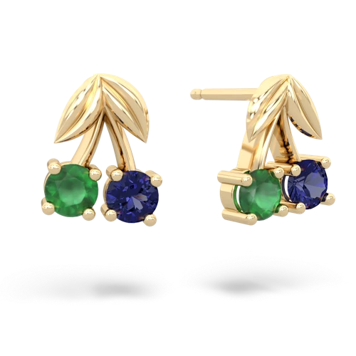 emerald-lab sapphire cherries earrings