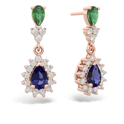 emerald-lab sapphire dangle earrings