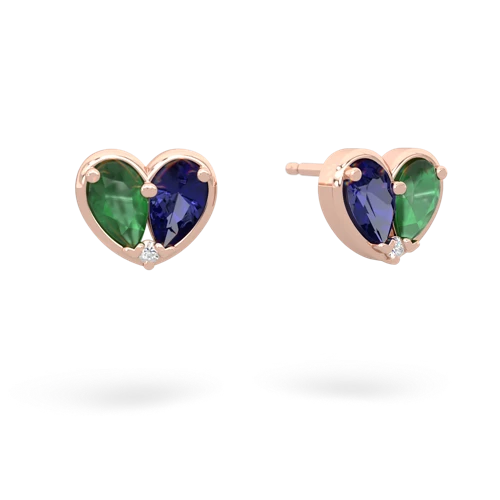 emerald-lab sapphire one heart earrings