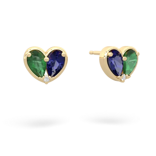 emerald-lab sapphire one heart earrings