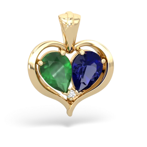 Emerald Genuine Emerald with Lab Created Sapphire Two Become One pendant Pendant
